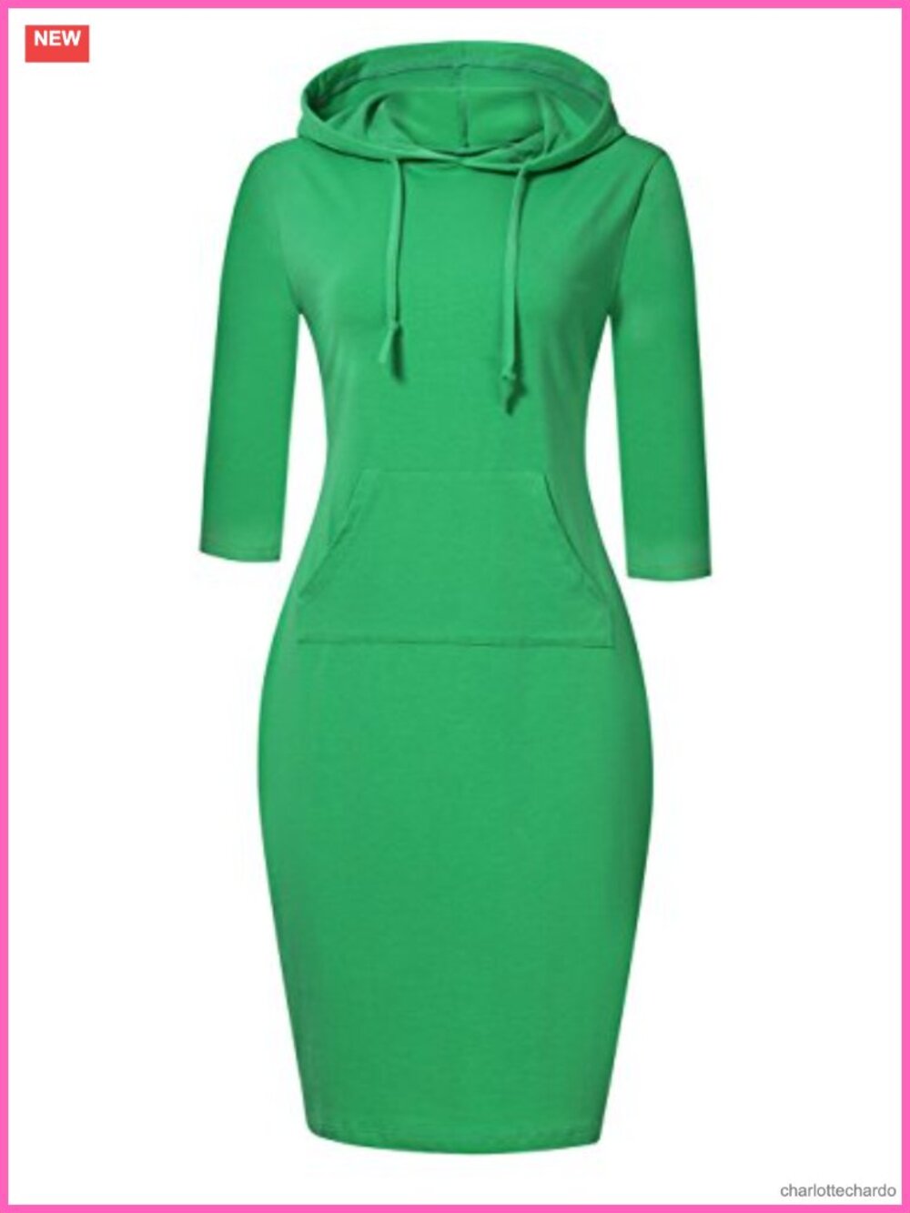 Casual Pullover Hoodie Dress with Kangaroo Pocket, 95% Cotton Blend